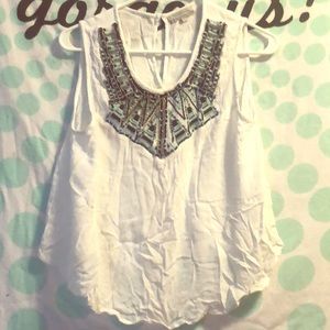 White with blue Blouse